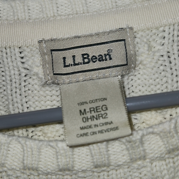 LLBean cream cable knit sweater, womens medium - Picture 2 of 3